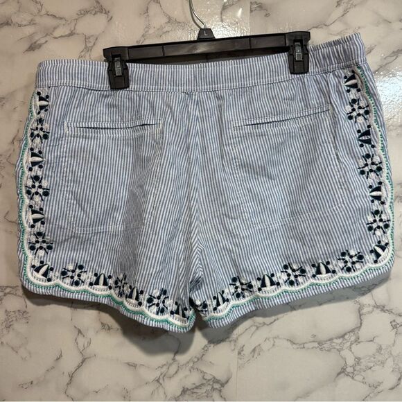 Vineyard Vines Blue White Pin Stripe Embroidered Pull On Cotton Shorts Size L - Picture 9 of 9